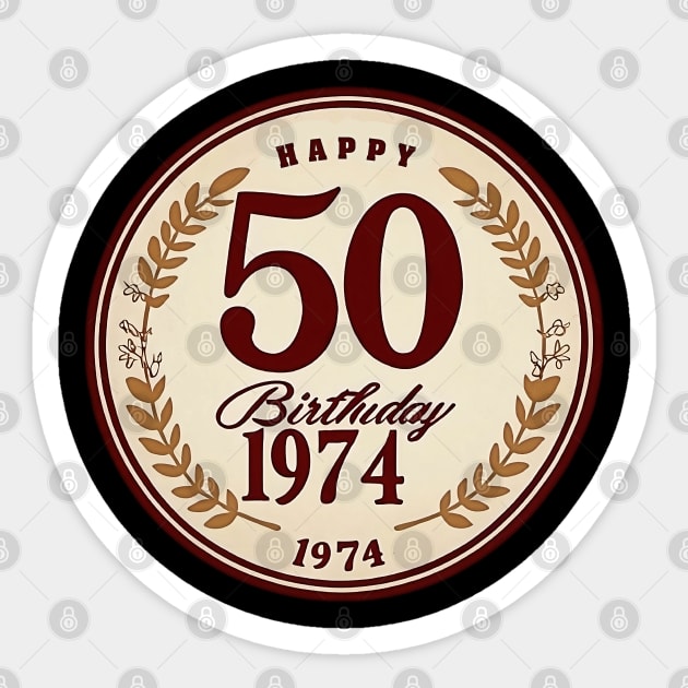 Vintage 1974 50th Birthday Gifts 50 Year Old Sticker by masterpiecesai